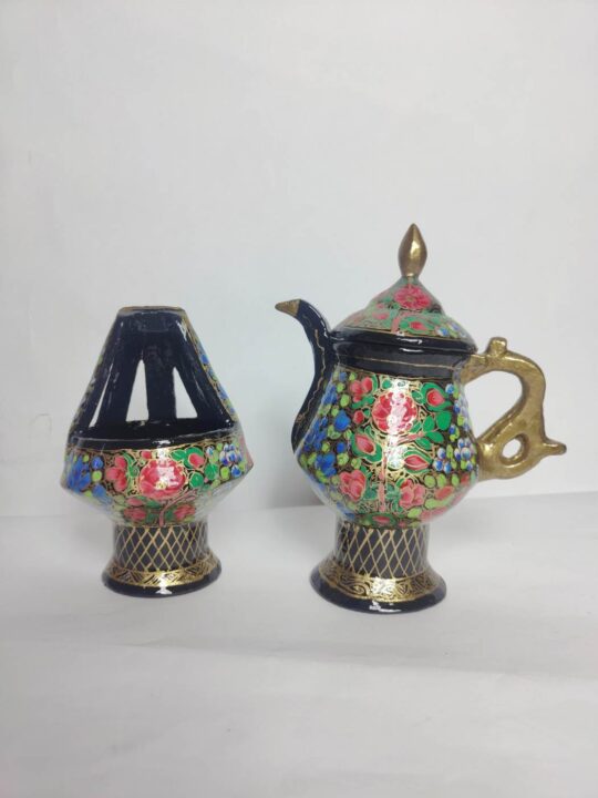 Black Kangri and Samavar Set | Kashmiri Paper Machie Craft