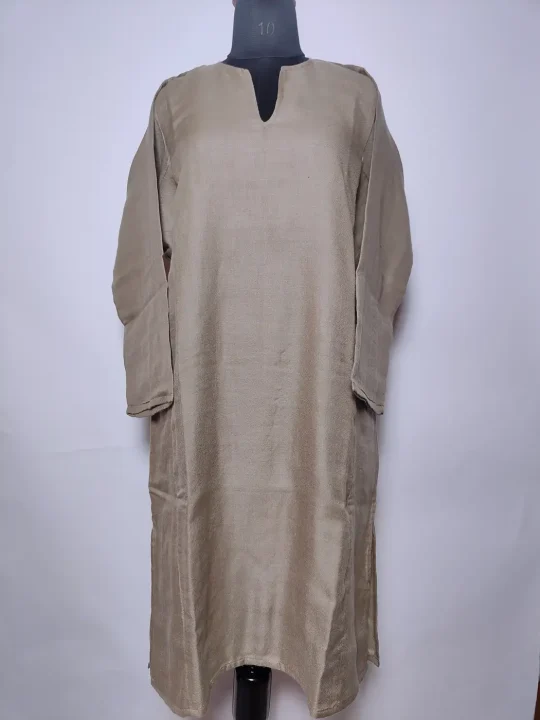 Pure Pashmina Plain Pheran in Beige