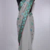 Sozni Work Saree in Grey Georgette Fabric | Gulistan-i-Kashmir