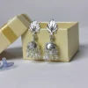 Pure Silver Earrings in Chinar Shape