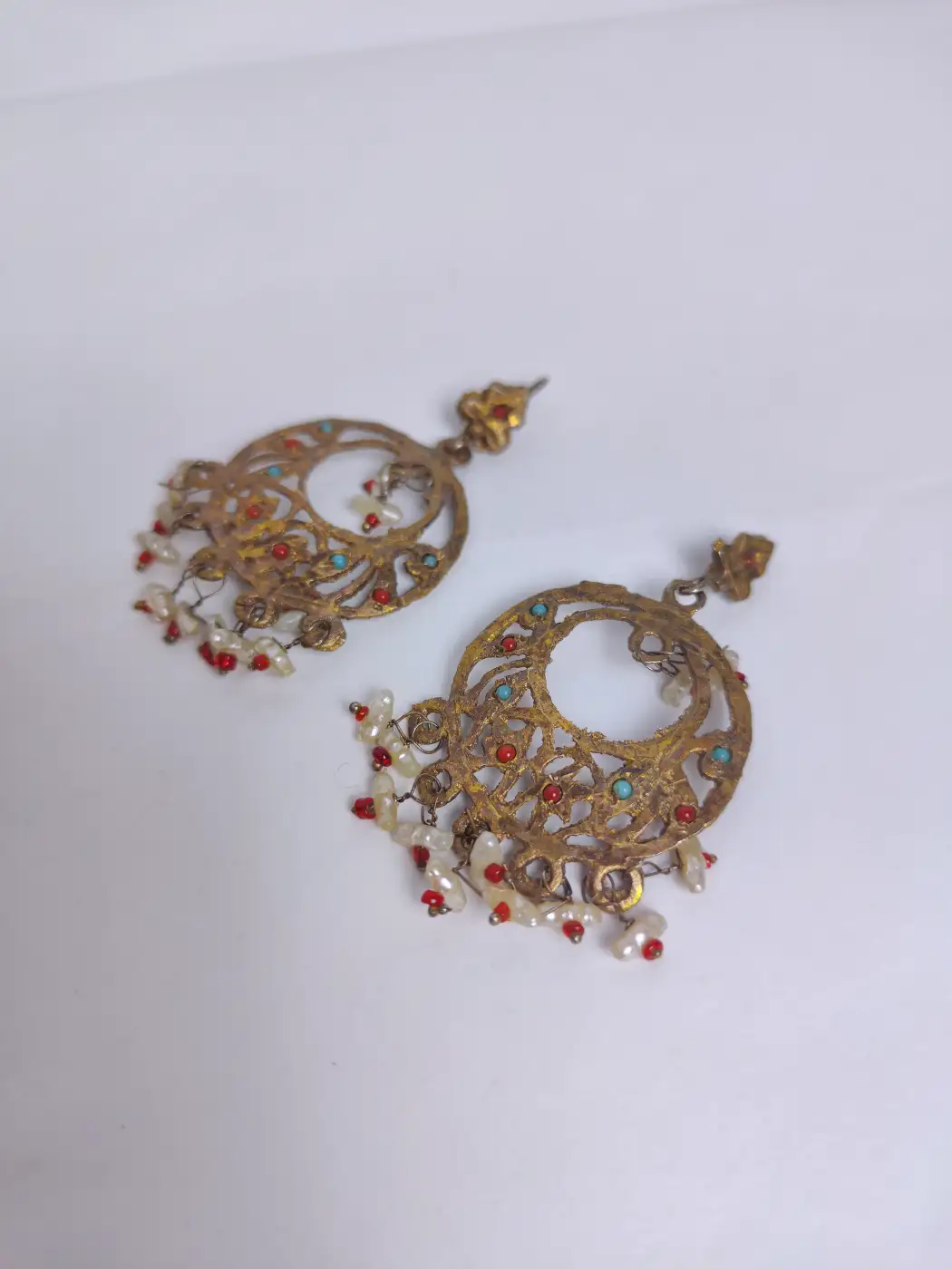 Kashmiri Vintage Earrings in Golden Colour - Image 2