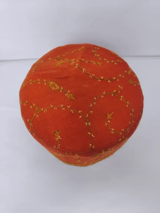 Kashmiri Orange Cap with Hand Sozni Embroidery Habib