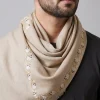 Beige Kashmiri 64 Count Muffler with Hand Aari Embroidery