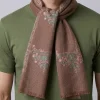 Brown Kashmiri 64 Count Muffler with Hand Sozni Embroidery