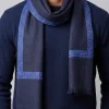 Kashmiri Muffler in Dark Blue Pure Wool for both Men and Women