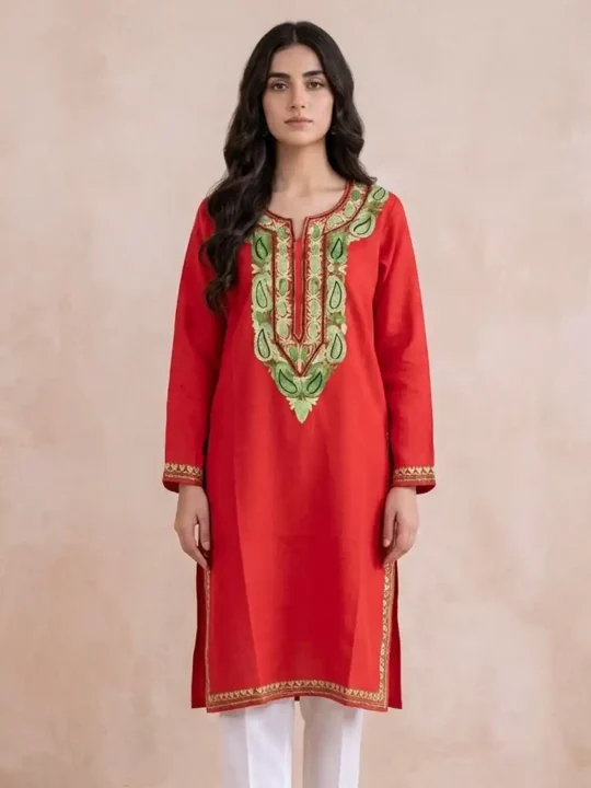 Red Badami Summer cool Aari Kurta