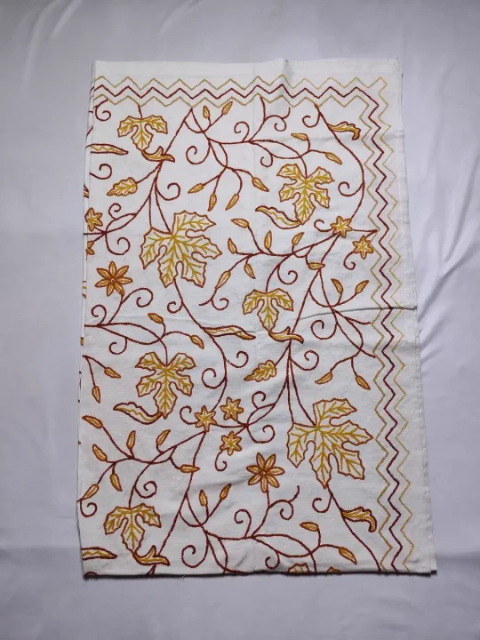 Bed and Pillow Cover with Crewel Handwork from Kashmir