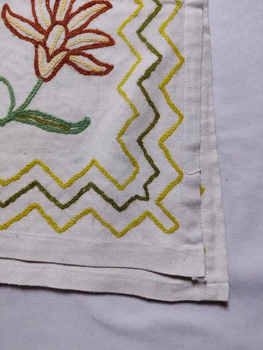 Bed and Pillow Cover Gulistan with Hand Crewel Embroidery from Kashmir