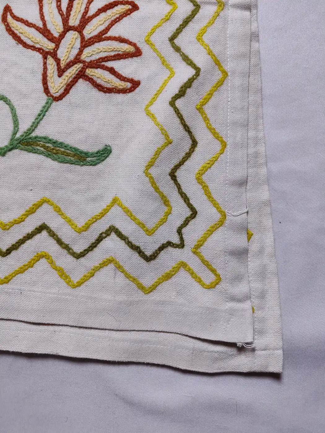 Bed and Pillow Cover Gulistan with Hand Crewel Embroidery from Kashmir