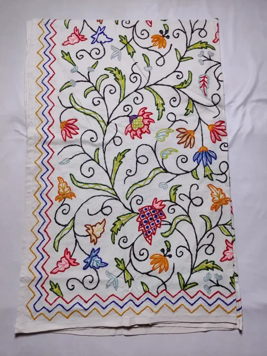 Kashmiri Bed and Pillow Cover with Hand Crewel Embroidery