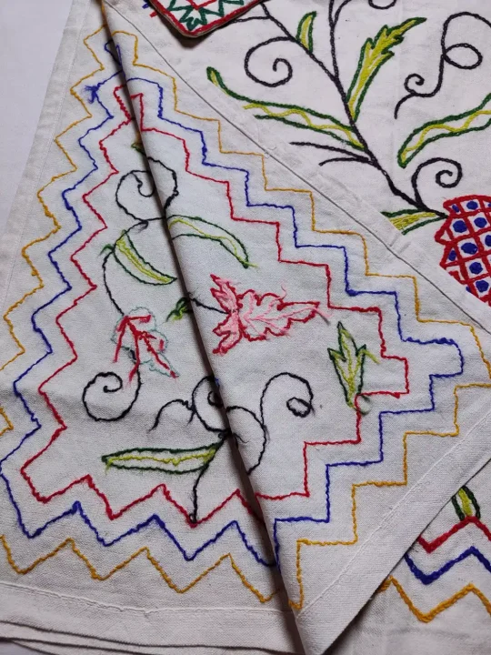Kashmiri Bed and Pillow Cover with Hand Crewel Embroidery