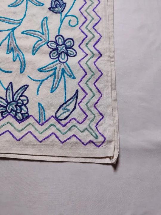 Kashmiri Bed and Pillow Cover with Kasheed Hand Crewel Embroidery