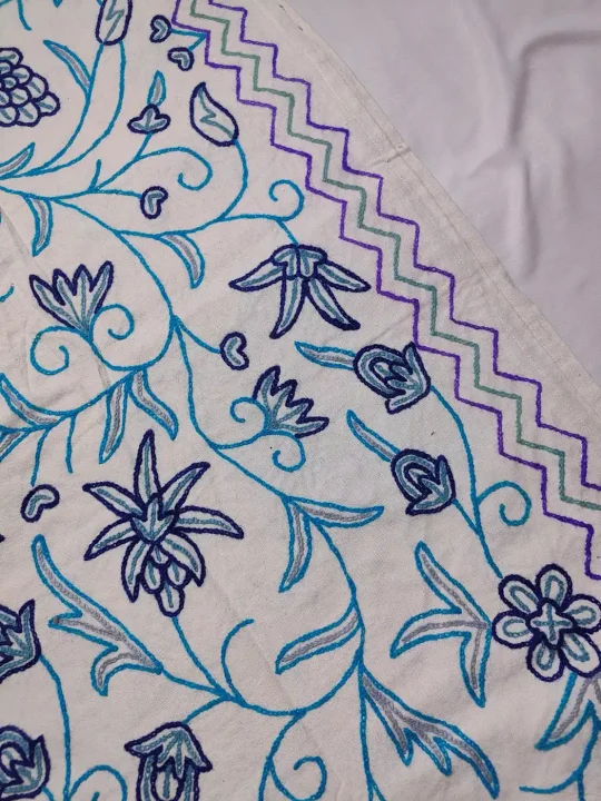 Kashmiri Bed and Pillow Cover with Kasheed Hand Crewel Embroidery