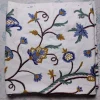 Handmade Kashmiri Crewel Fabric – Blue & Gold Floral Vine Embroidery on Cotton Base - 5.7 Meter Length