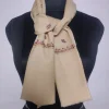 Kashmiri Beige 64 Count Muffler with hand Sozni Embroidery