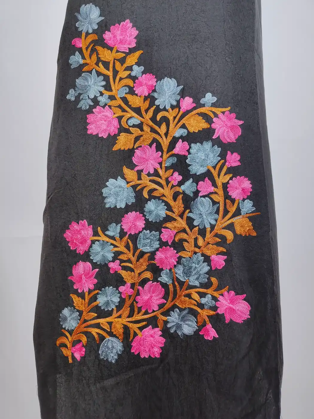 2pc Suit in Black Crush Cotton with Aari Embroidery