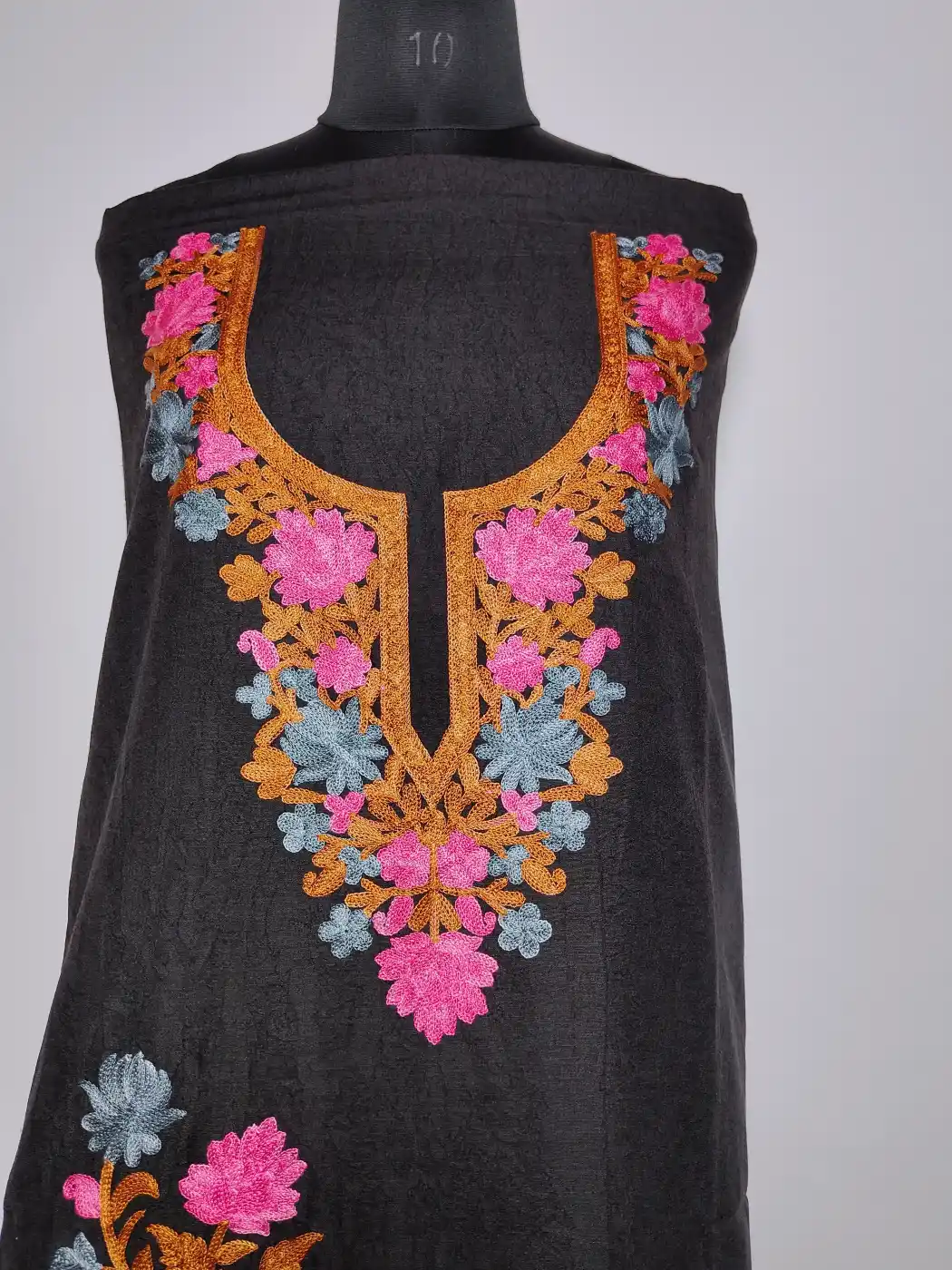 2pc Suit in Black Crush Cotton with Aari Embroidery