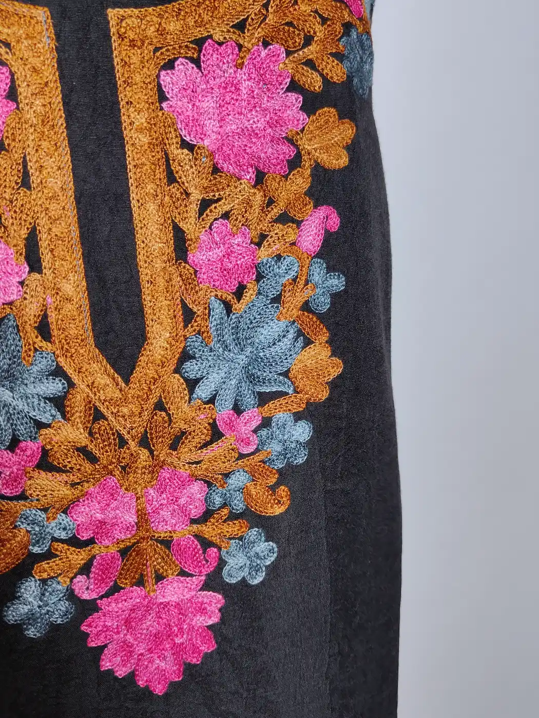 2pc Suit in Black Crush Cotton with Aari Embroidery