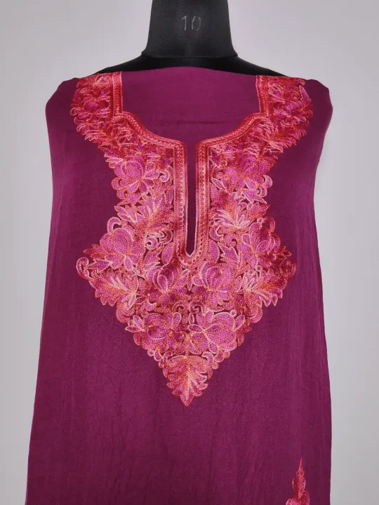 Nafees 2pc Suit in Purple Crush Cotton with Aari Embroidery