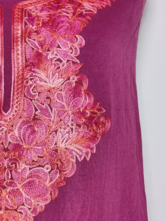 Nafees 2pc Suit in Purple Crush Cotton with Aari Embroidery