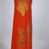 Orange 2pc Suit in Crush Cotton with Aari Embroidery