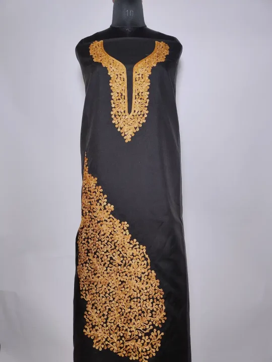 Kashmiri 2pc Suit in Black Summer Cool Cotton with Aari Embroidery