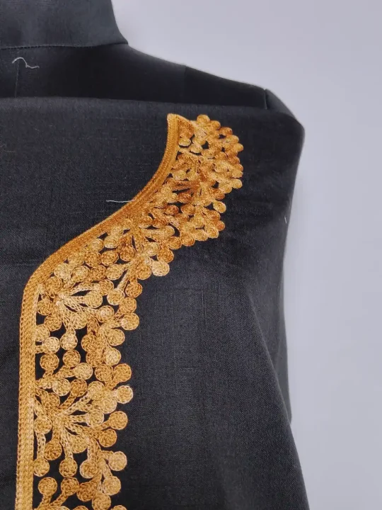 Kashmiri 2pc Suit in Black Summer Cool Cotton with Aari Embroidery
