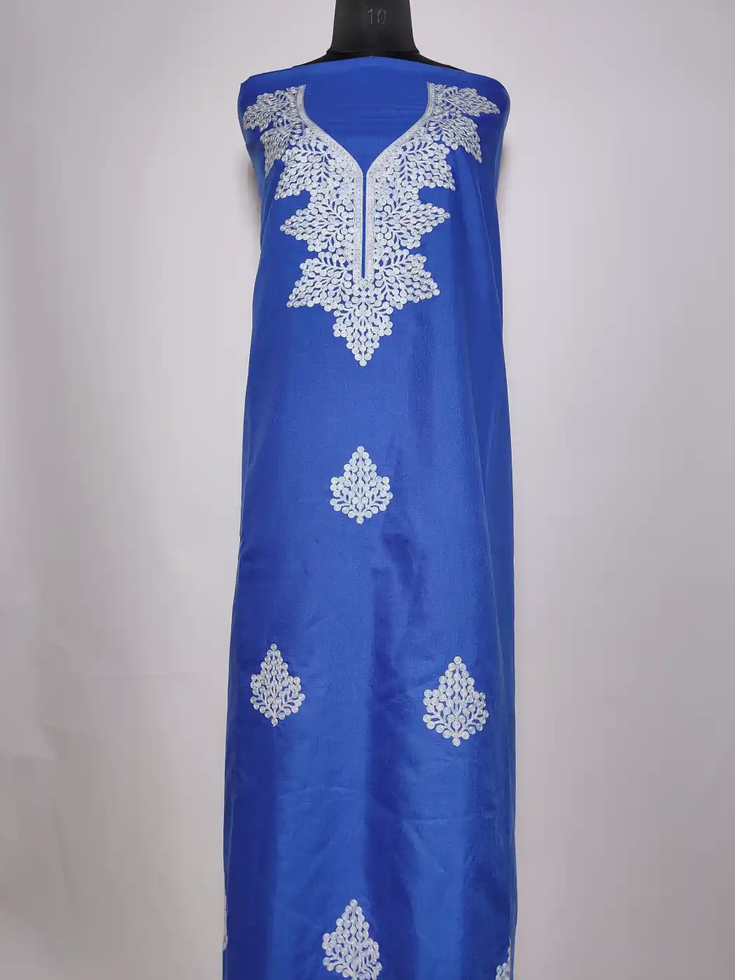 Kashmiri Blue Summer Cool Cotton 2pc Suit with Mehrab Aari Embroidery