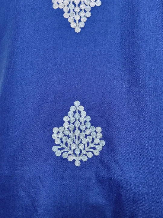 Kashmiri Blue Summer Cool Cotton 2pc Suit with Mehrab Aari Embroidery