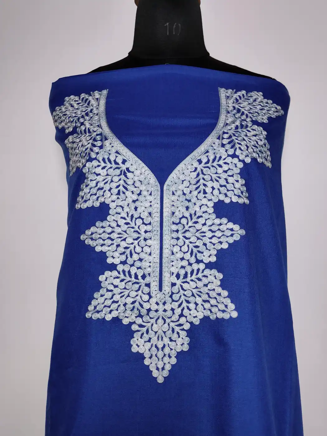 Kashmiri Blue Summer Cool Cotton 2pc Suit with Mehrab Aari Embroidery