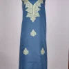 Kashmiri Teal Grey 2pc Suit in Summer Cool Cotton with Aari Embroidery