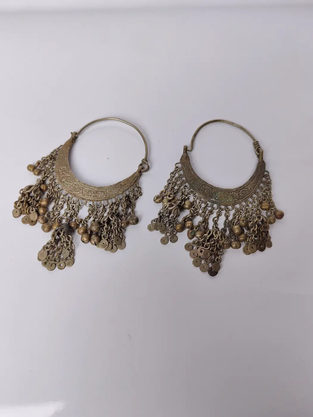 Kashmiri Vintage Silver Earrings - Traditional Craft