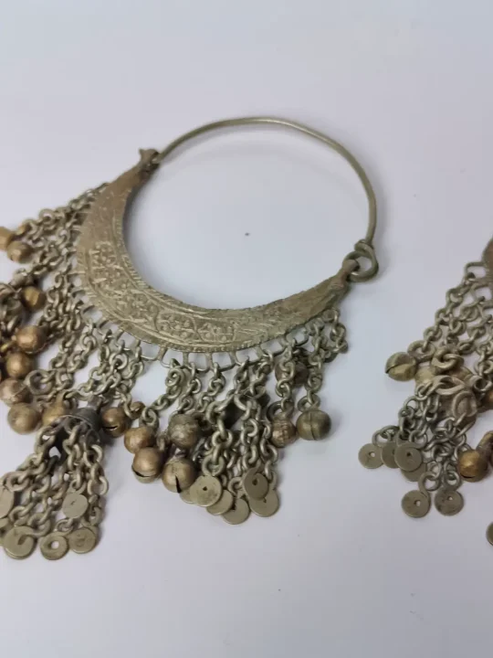 Kashmiri Vintage Silver Earrings - Traditional Craft