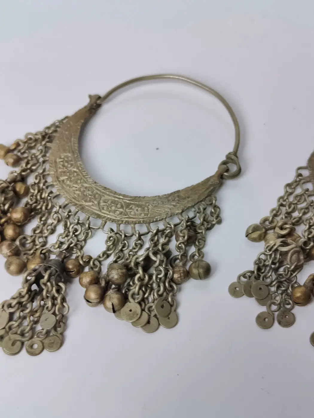 Kashmiri Vintage Silver Earrings - Traditional Craft