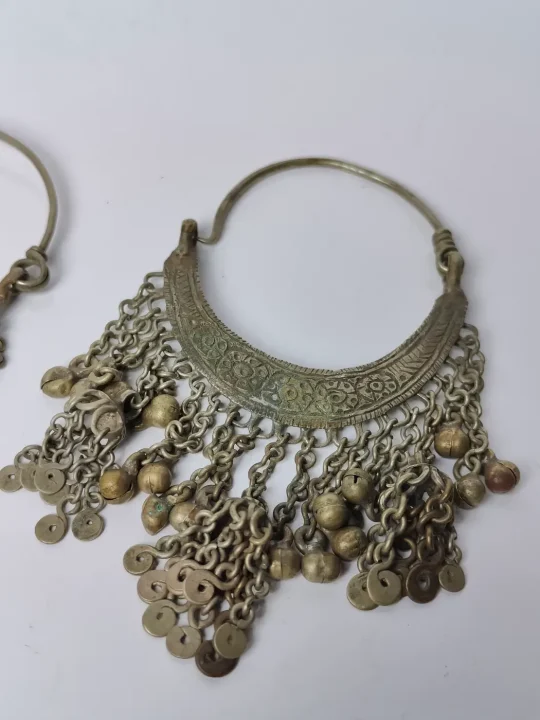 Kashmiri Vintage Silver Earrings - Traditional Craft
