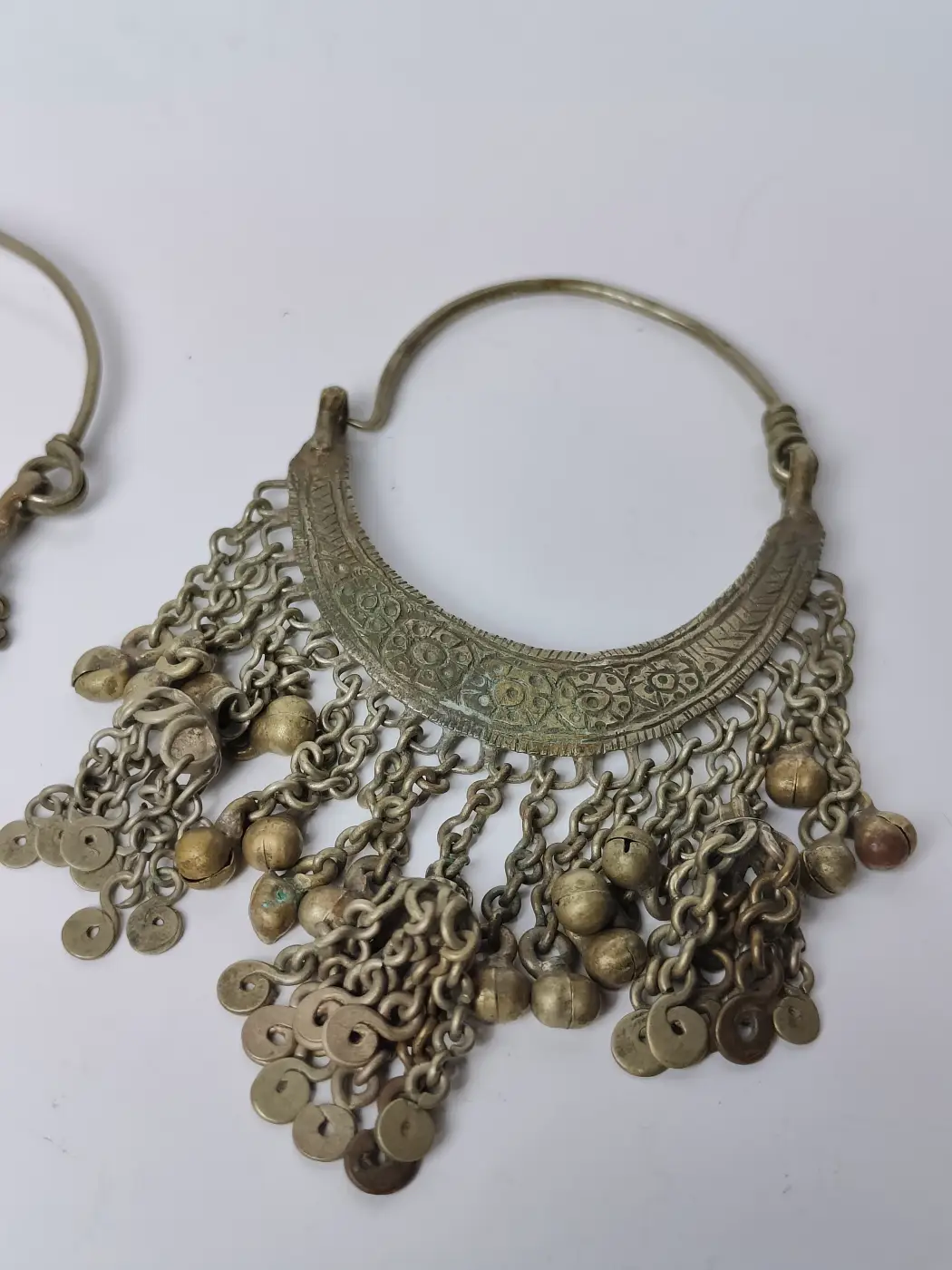 Kashmiri Vintage Silver Earrings - Traditional Craft