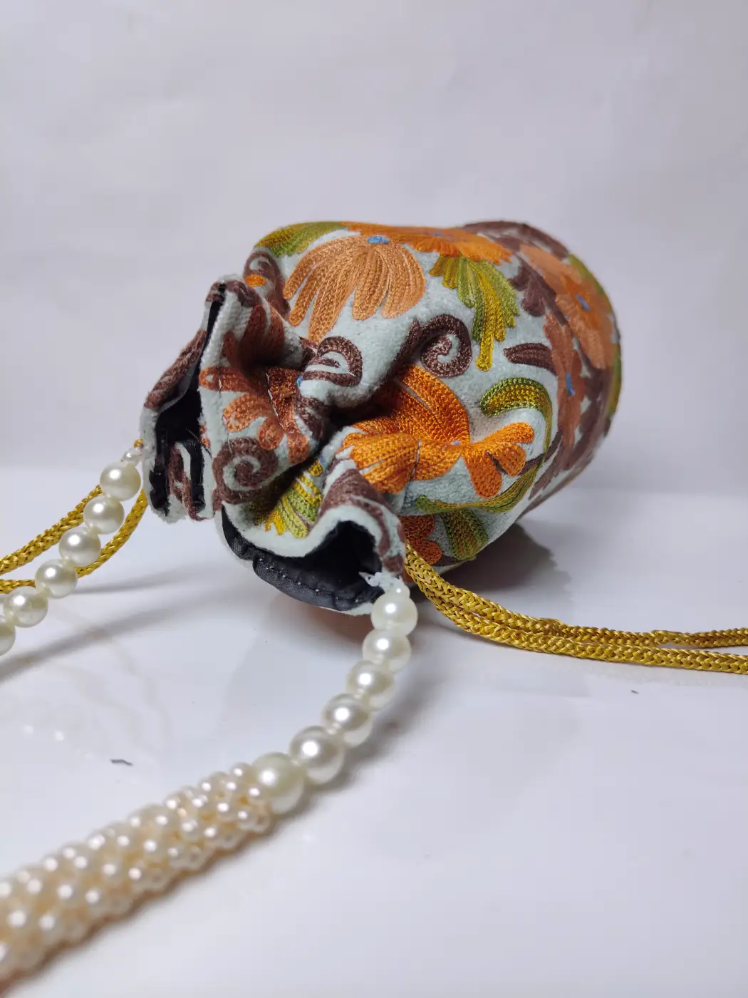 Grey Kashmiri Mithayi Bag in Round Shape - Image 2