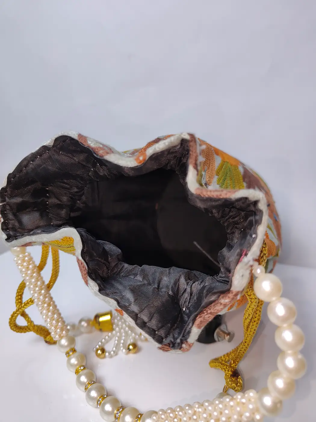 Grey Kashmiri Mithayi Bag in Round Shape - Image 3