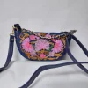 Dark Blue Kashmiri Clutch Bag with Aari Embroidery and Chain