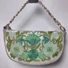Kashmiri Clutch Bag in Cream with Aari Embroidery and Chain