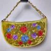Kashmiri Clutch Bag in Green with Aari Embroidery and Chain