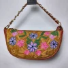Clutch Bag in Mustard with Kashmiri Aari Embroidery and Chain
