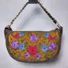 Kashmiri Chocolate Brown Clutch Bag with Aari Embroidery and Chain