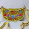 Kashmiri Clutch Bag in Green with Aari Embroidery and Chain