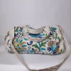 Kashmiri White Floral Duffel Bag | Travel and Gym Bag | Medium