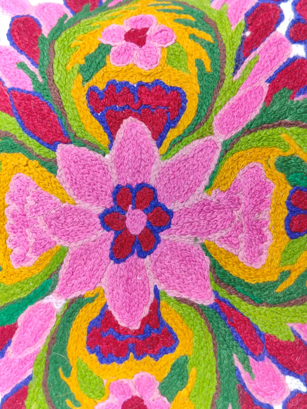 Kashmiri Cushion Cover with Hand Chain-Stitch Embroidery | 16*16 - Image 3