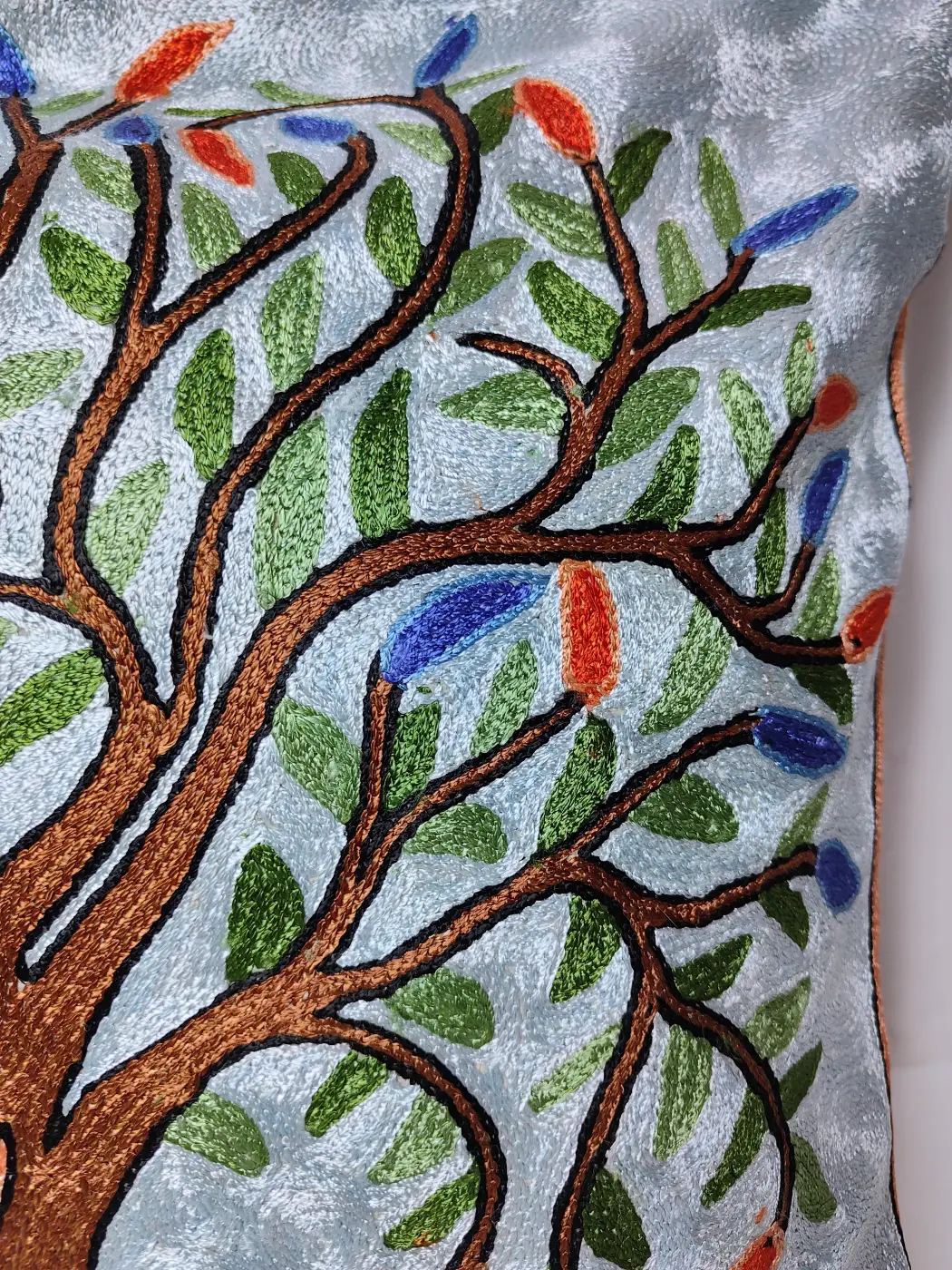 Kashmiri Cushion Cover with Hand Chain-Stitch Embroidery | 16*16 - Image 3
