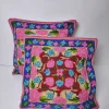 White Cushion Cover from Kashmir with Hand Chain-Stitch Embroidery