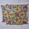 Kashmiri Cushion Cover Rangdar with Hand Chain-Stitch Embroidery | Set of 2 | 16*16