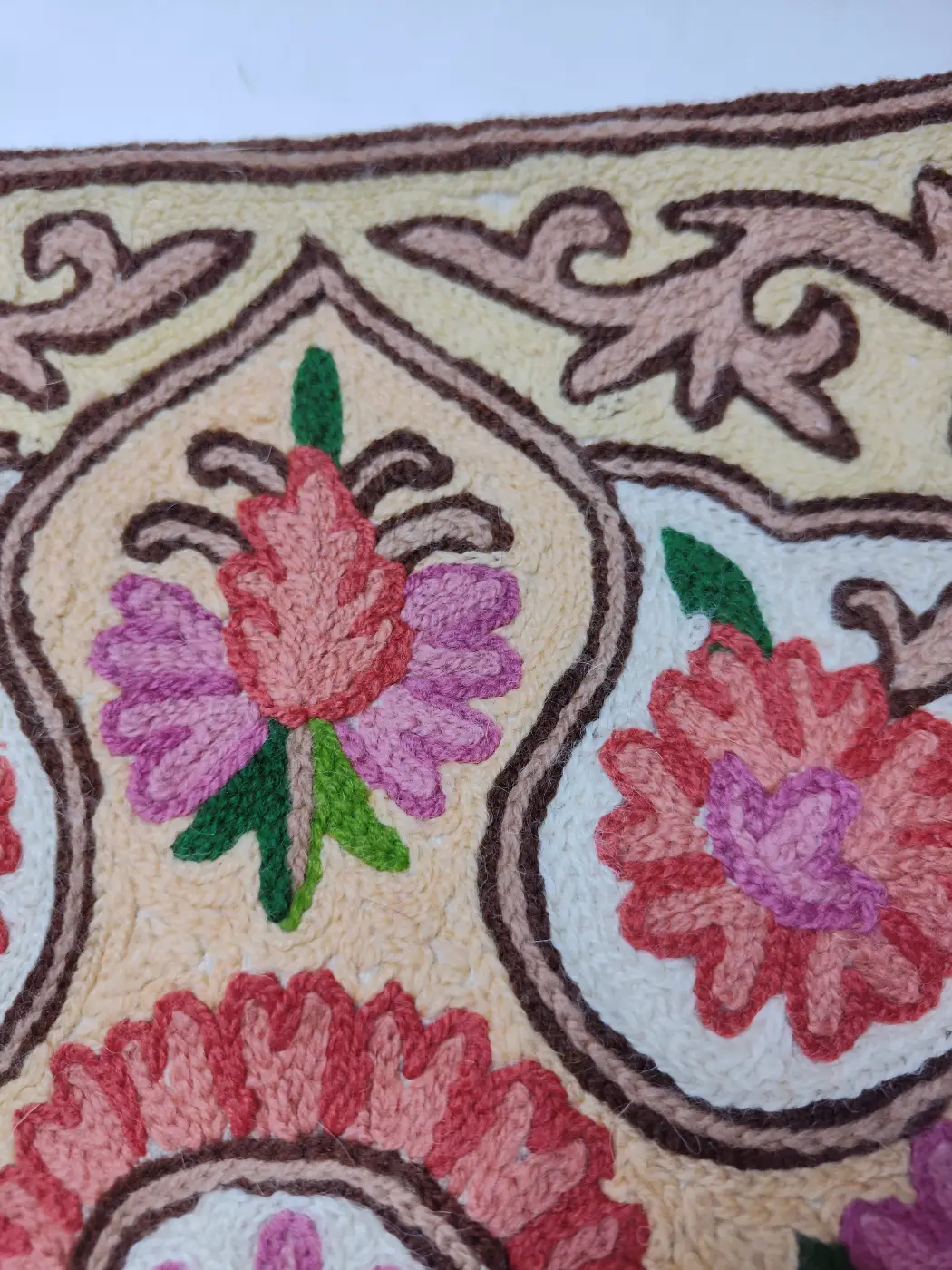 Cushion Cover from Kashmir with Hand Chain-Stitch Embroidery | 16*16 - Image 3